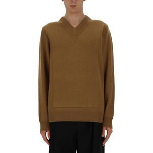 JIL SANDER Men's V-Neck Knit Sweater Men Beige Sweaters & Cardigans